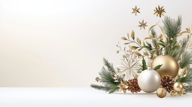 Modern, minimalist Happy New Year vector with neutral colors and a stylish, uncluttered look on white