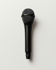 Illustration minimal concept background Black microphone on white isolated background