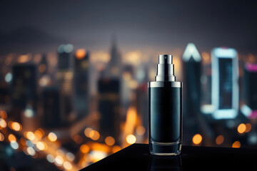 Luxury perfume bottle at night