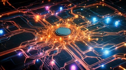 Poster - Futuristic high-tech circuit board layout