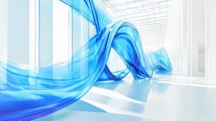 Wall Mural - abstract fantasy architecture with transparent glass and blue elements