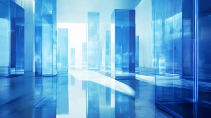 Wall Mural - abstract fantasy architecture with transparent glass and blue elements