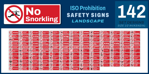 139 set ISO prohibition safety signs v47_no snorkling_landscape size 1/2 a4,a3,a2,a1
