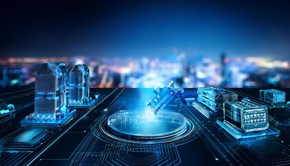 The concept of technology and future device development, automated software technology, copy space