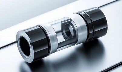 Poster - A sleek, modern device featuring a transparent section, likely for fluid or gas flow.