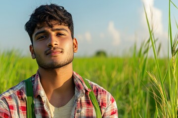 Young South Asian Male in Greenery with Warm Smile