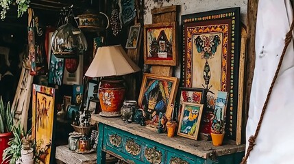 Aufkleber - A vibrant modern art gallery showcasing unique paintings and artistic expressions in a contemporary setting