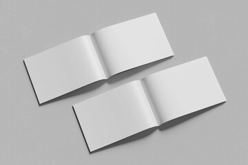 blank landscape, brochure magazine isolated on grey background