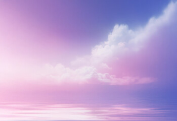 Aufkleber - A soft, pastel sky with fluffy white clouds and a hint of a sunset.