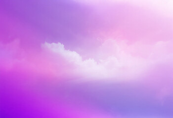 Wall Mural - a soft, pastel sky with white clouds and a gradient from purple to pink.