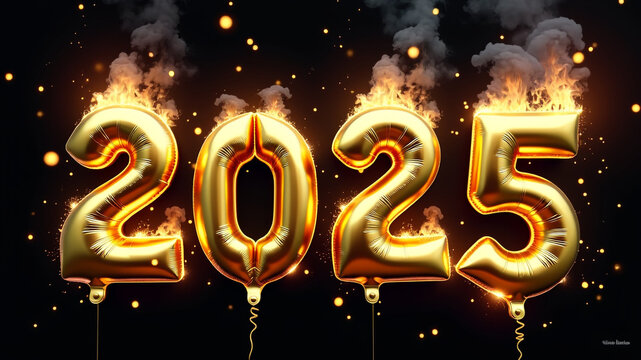 2025 Render 3d balloon. Happy New Year 2025