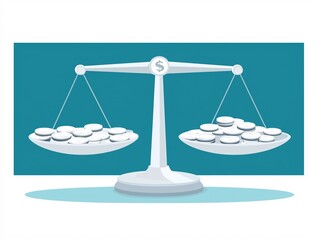 Poster - A scale with a price icon on one side and a value symbol on the other, illustrating price-cost perception. Clean background with room for text or branding.