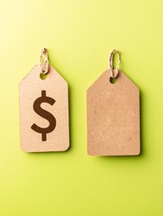 Poster - A minimalist scene of a price tag and value symbol, showing cost perception in shopping decisions. Neutral background with ample copy space for text.