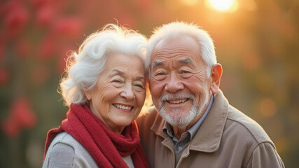 Wall Mural - Happy elderly couple together