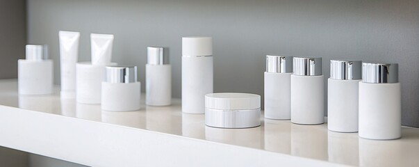 Poster - Shopper comparing price and quality of two skincare products in a boutique store, contrasting branding styles in the shot to represent different value perceptions
