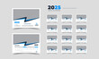 © GFNhirak  CF ID:78 - Desk Calendar 2025 planner corporate template design set of 12 months. Template for annual calendar 2025.