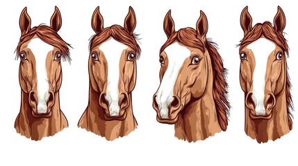Poster - horses with white blazes on a transparent background generative ai