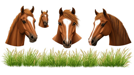 Poster - Portraits of Horses With White Blazes on Their Faces Generative AI