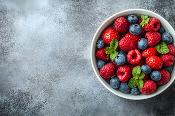 Wall Mural - Fresh Summer Berries Photo: Raspberries, Blueberries, and Strawberries