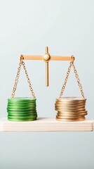 Poster - A balanced scale graphic illustrating cost on one side and benefit on the other, representing the decision-making process in cost-benefit analysis, with plenty of copy space.