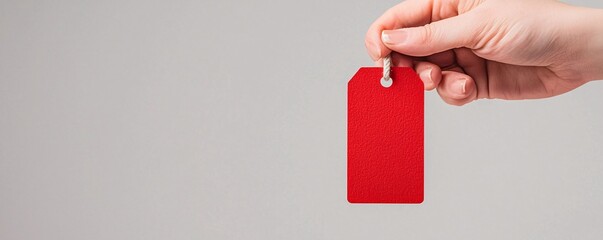 Poster - Hands hold a price tag and value symbol in balance, representing the concept of cost-benefit in investments, with a clean background and space for text.