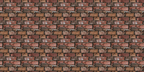 Wall Mural - weathered brick texture: close-up of old, weathered bricks with rough surfaces, faded red and brown tones, and worn mortar lines, adding a vintage, urban aesthetic