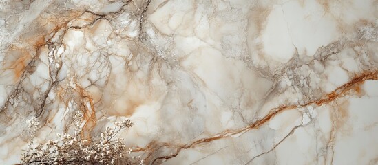 Natural beauty captured in a marble slab with unique brown and white patterns.