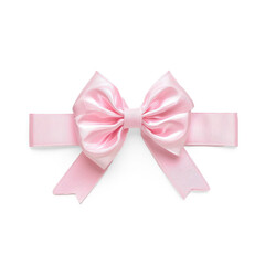 Wall Mural - Pink bow and ribbon isolate on transparent background