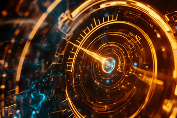 Aufkleber - Abstract glowing circular pattern design with orange accents