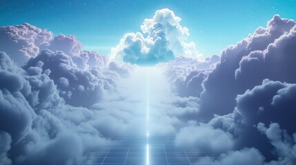 Aufkleber - Data storage in the cloud, futuristic minimal style.