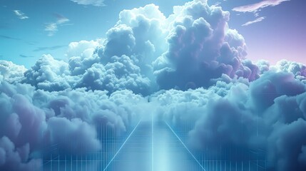 Aufkleber - Data storage in the cloud, futuristic minimal style.