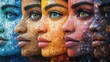 © julija - diverse women from various backgrounds come together in a colorful mosaic montage, each portrait radiating joy and unity, celebrating the beauty of diversity and togetherness