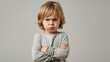 © Mas - Beautiful girl child with crossed arms and upset facial expression, AI generated image