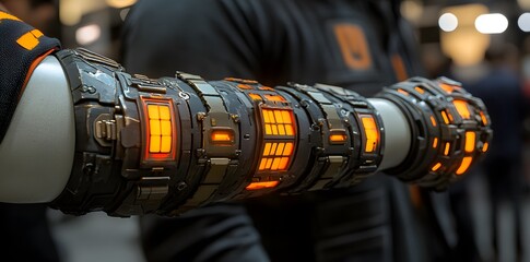 Poster - A futuristic arm device with glowing elements, likely for gaming or technological use.