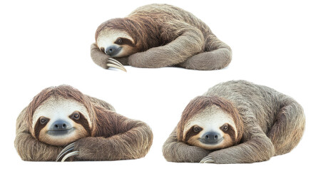Poster - Charming Collection of Sloths Resting on a Transparent Background Generative AI
