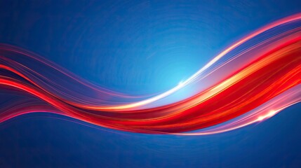 Abstract red light trail on blue background