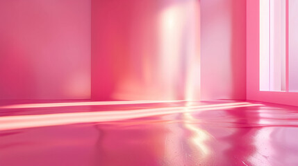 Poster - Pink studio with blank space background and presentation backdrops. A gradient of light and pink in the room for product display. 3D rendering.