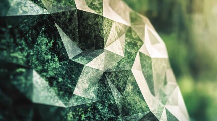 Poster - Vibrant green background with triangular patterns, overlaid in a mix of light and dark greens for a contemporary, clean look for presentation slides
