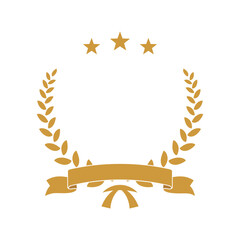 Wall Mural - gold award laurel wreath with ribbon, stars and empty place for name of winner. champion reward vect