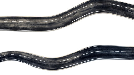 Poster - curved asphalt roads on a transparent background for design generative ai