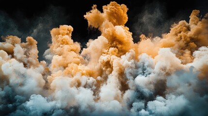 Aufkleber - A stunning explosion of vibrant powder clouds forming a striking display against a deep black backdrop