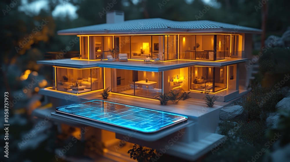 An AR architecture marketing concept shows smartphone projecting ...