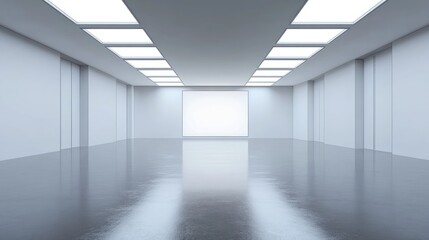 Poster - Empty 3D poster displayed in a room featuring ceiling lights