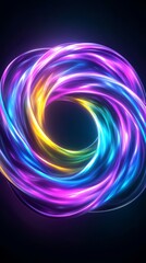 Aufkleber - A neon spiral, swirling with vibrant colors, glows against a dark backdrop