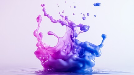Poster - Pink and blue ink drops splash in water, creating a unique and abstract pattern