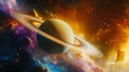 Poster - Incredible images of Saturn Highlighting the colorful rings and colorful atmospheric phenomena.