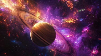 Poster - Incredible images of Saturn Highlighting the colorful rings and colorful atmospheric phenomena.