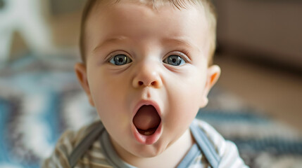 Poster - Portrait of a baby boy with an open mouth.