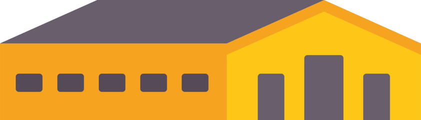 Poster - this vector illustration features a simple yellow warehouse building, symbolizing industrial activit