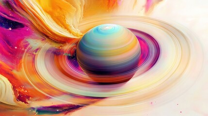 Poster - Incredible images of Saturn Highlighting the colorful rings and colorful atmospheric phenomena.